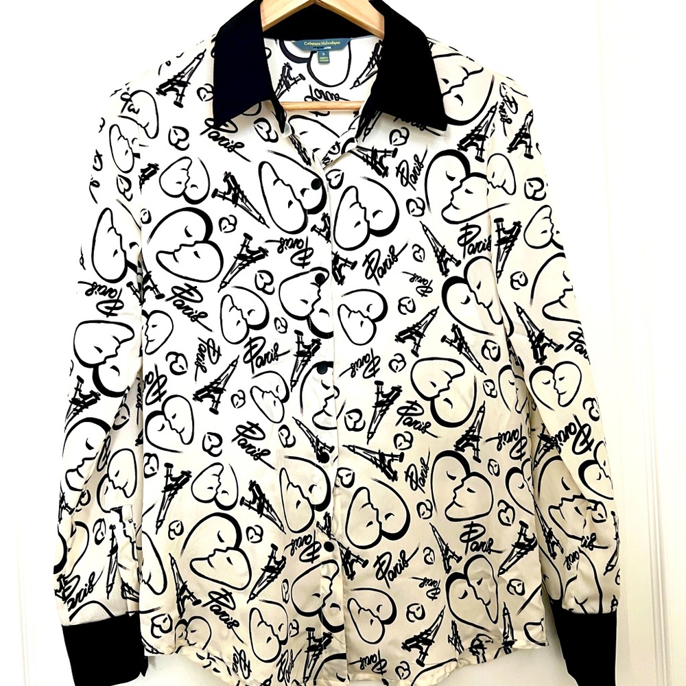 Catherine Malandrino Print Button Down - Size Sma… - image 1